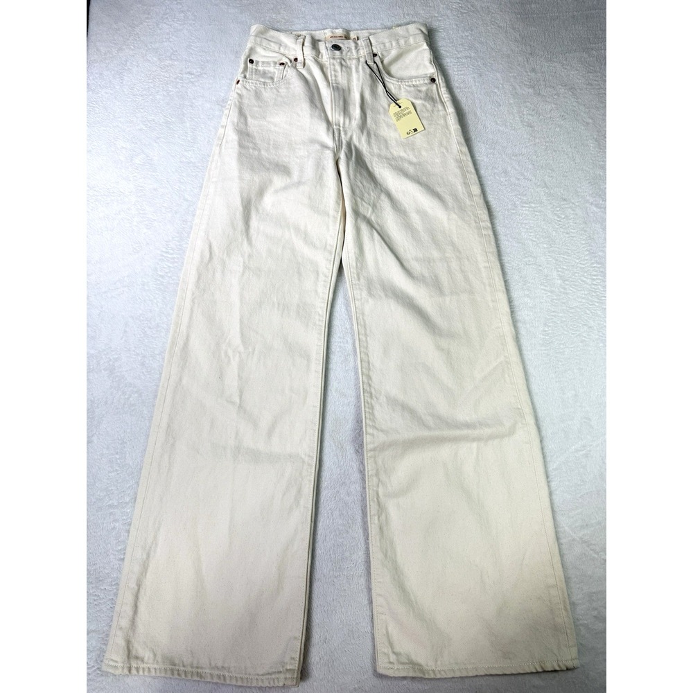 Levi's Ribcage Wide Leg Jeans Womens 25 High Rise Premium Denim Ivory White NWT